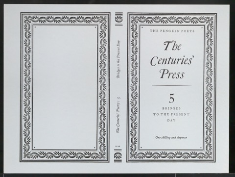 Schwarzer Probedruck für den Umschlag von The Penguin Poets: The Centuries' Press 5: Bridges to the present day