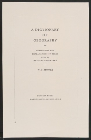 Probedruck für das Titelblatt von A Dictionary of Geography