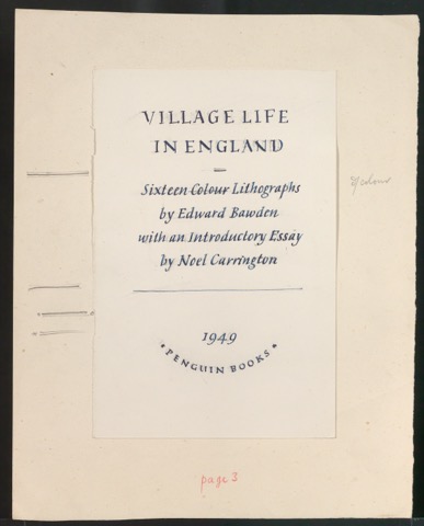 Schriftentwurf für das Titelblatt von Life in An English Village
