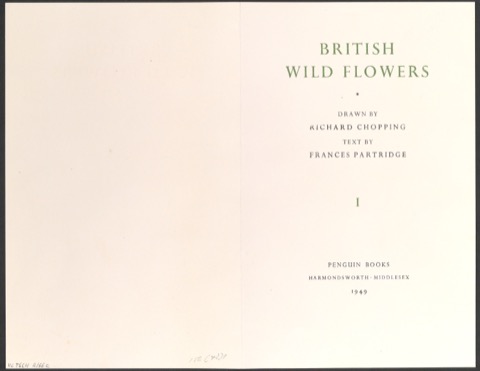 Probedruck des Titelblattes zu British Wild Flowers