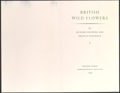 Probedruck des Titelblattes zu British Wild Flowers