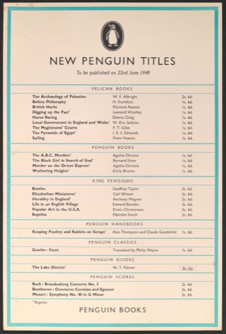 Werbeplakat New Penguin Titles 22. Juni 1949