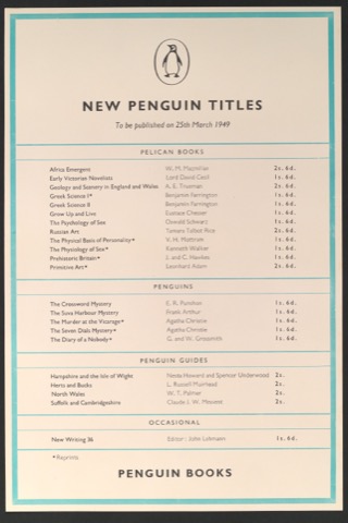 Werbeplakat New Penguin Titles 25. März 1949