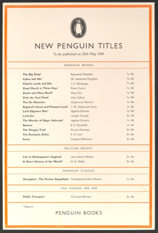 Werbeplakat New Penguin Titles 25. Mai 1949