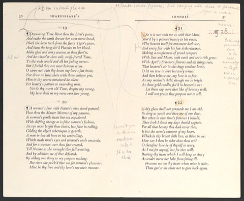Satzvorlage für zwei Seiten von Shakespeare's Sonnets