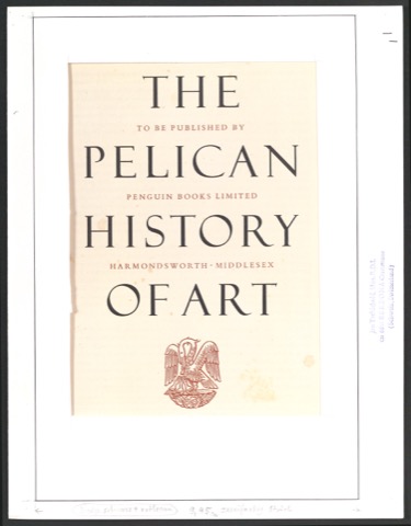 Probedruck der Broschüre The Pelican History of Art in Passepartout
