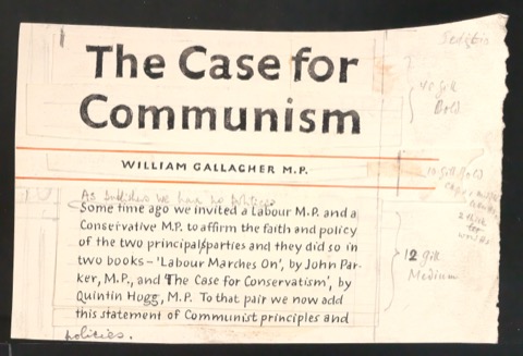 Entwurf für den Umschlag von The Case of Communism