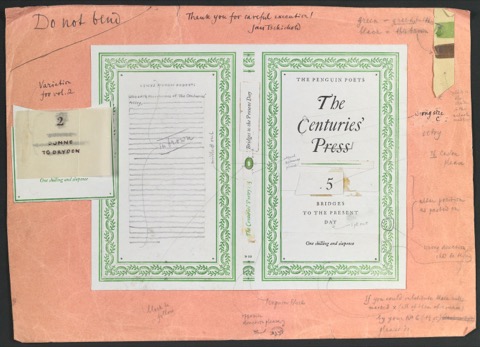 Klebeentwurf für den Umschlag von The Penguin Poets: The Centuries' Press 5: Bridges to the present day