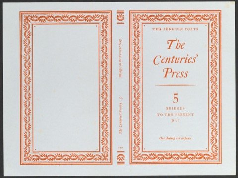 Orangener Probedruck für den Umschlag von The Penguin Poets: The Centuries' Press 5: Bridges to the present day