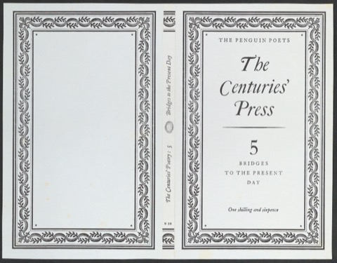 Schwarzer Probedruck für den Umschlag von The Penguin Poets: The Centuries' Press 5: Bridges to the present day