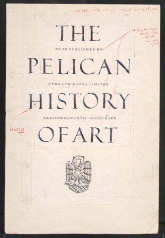 Klebeentwurf für das Titelblatt der Broschüre The Pelican History of Art
