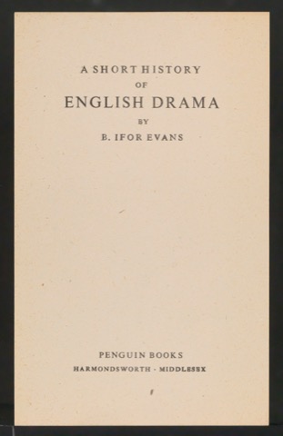 Probedruck für das Titelblatt von A Short History of English Drama