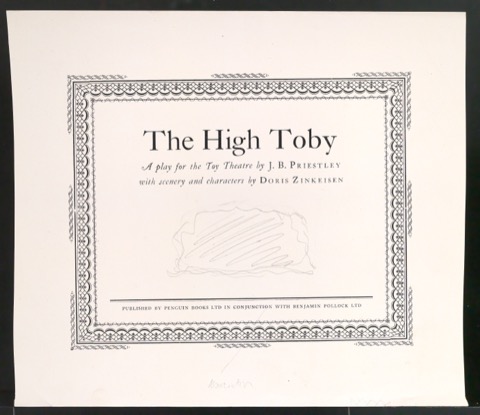 Probedruck für das Titelblatt von The High Toby mit Anmerkung