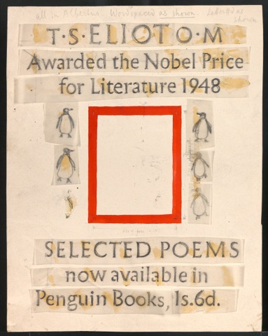 Klebeentwurf für Werbeschild Selected Poems