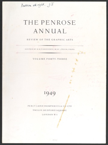 Druckfahne für ein Titelblatt von Penrose Annual Volume 43