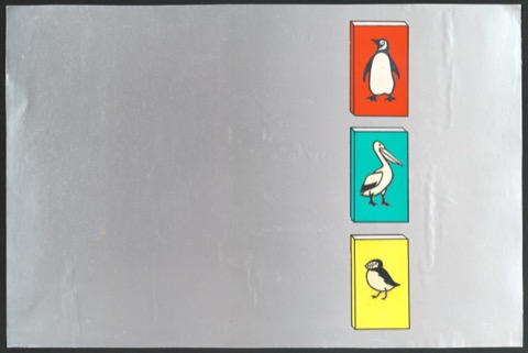 Klebeentwurf für ein Werbeplakat von Birds Of A Feather: Penguins, Pelicans, and Puffins