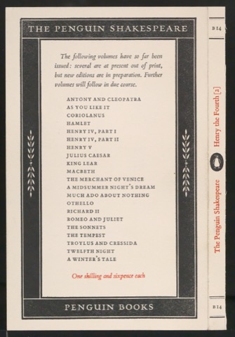 Probedruck für den Umschlag von The Second Part of Henry the Forth
