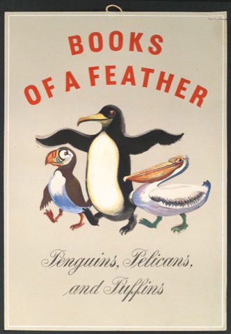 Montierter Entwurf für ein Werbeschild Books Of A Feather