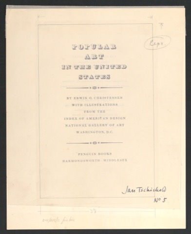 Druckfahne des Titelblattes von Popular Art in the United States