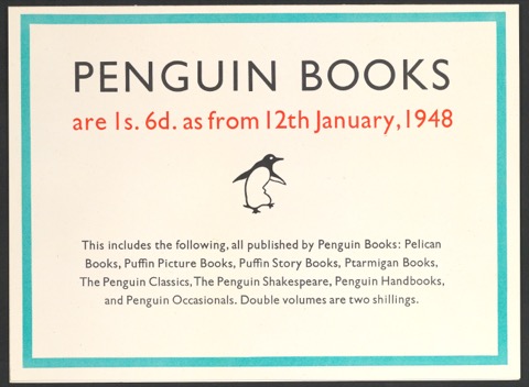 Werbeschild Penguin Books 12th January 1948