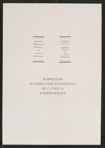 Probedruck für Titelschild und Rückenschild von Schweizer Malerei und Zeichnung im 17. und 18. Jahrhundert