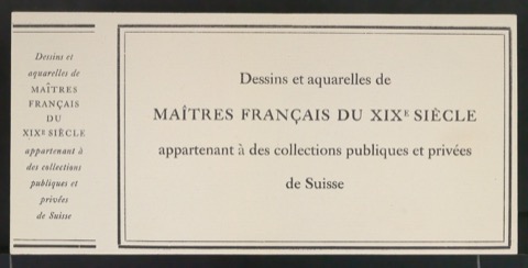 Probedruck für Titelschild und Rückenschild von Dessins et aquarelles de maîtres français du 19e siècle