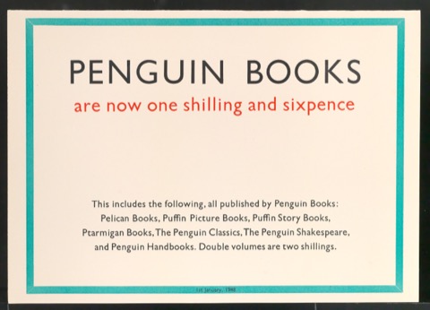 Werbeschild Penguin Books 1st January 1948