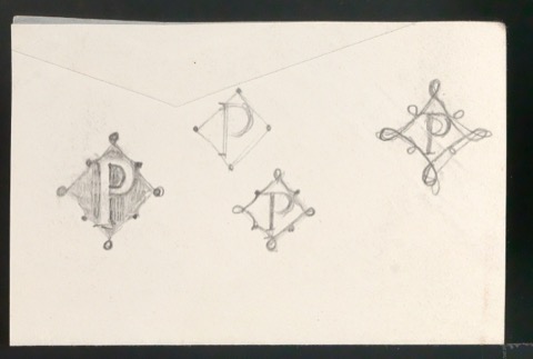 Skizze des Buchstaben P mit Dekor