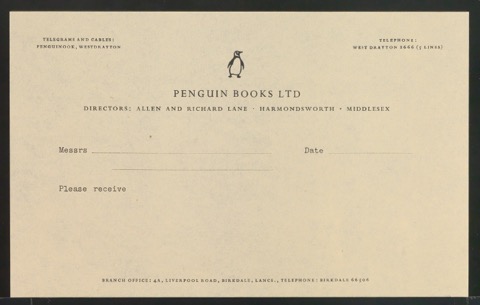 Formular Please receive für Penguin Books Ltd