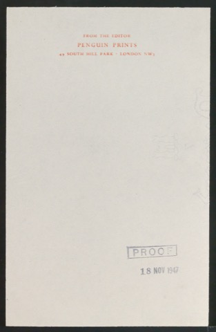 Probedruck für einen Briefbogen From the Editor Penguin Prints