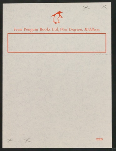Entwurf für einen Abreißzettel für Penguin Books Ltd