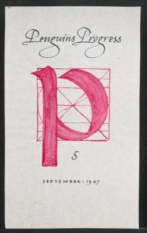 Entwurf der Typographie für den Umschlag von Penguins Progress Volume 5