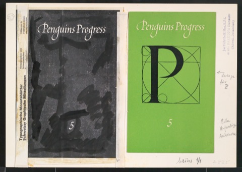 Probedrucke für den Umschlag von Penguin Progress Volume 5