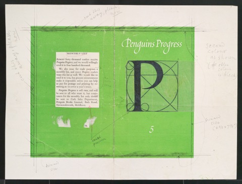 Klebeentwurf für den Umschlag von Penguin Progress Volume 5