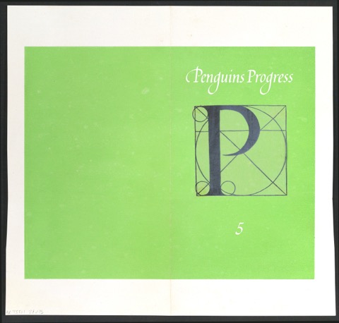 Probedruck für den Umschlag von Penguin Progress Volume 5 mit montiertem Signet