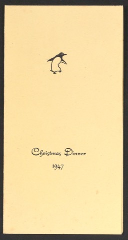 Druckfahne der Menükarte Christmas Dinner 1947