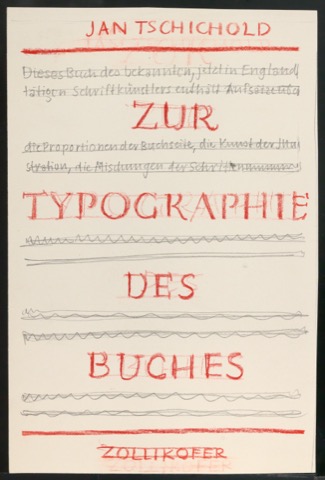 Entwurfsskizze für ein Titelblatt von Zur Typographie des Buches