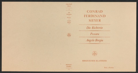 Probedruck für den Schutzumschlag von Conrad Ferdinand Meyers Werke, Band 4
