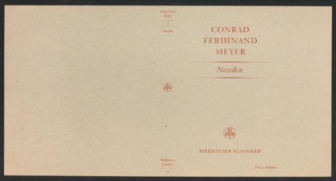 Probedruck für den Schutzumschlag von Conrad Ferdinand Meyers Werke, Band 3