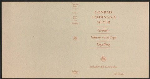 Probedruck für den Schutzumschlag von Conrad Ferdinand Meyers Werke, Band 1