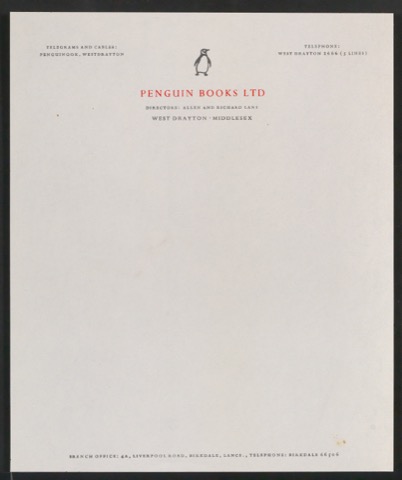 Probedruck von Briefbogen für Penguin Books
