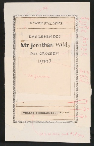 Entwurf für das Titelblatt von Das Leben des Mr. Jonathan Wild, des Großen