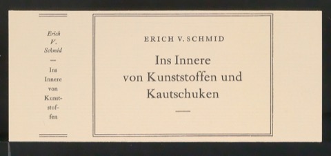 Probedruck von Titelschild und Rückenschild von Ins Innere von Kunststoffen und Kautschuken