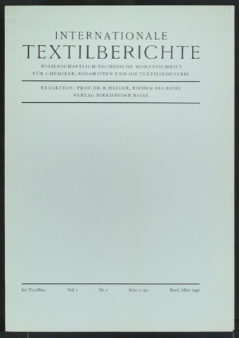 Probedruck für den Umschlag von Textilberichte
