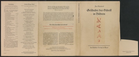 Klebeentwurf für den Schutzumschlag von Geschichte der Schrift in Bildern, 2. Auflage