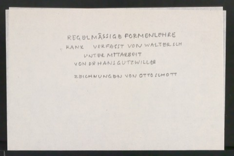 Entwurfsskizze für das Titelblatt von Regelmäßige Formenlehre