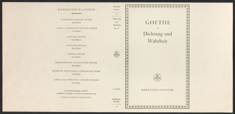 Probedruck für den Schutzumschlag von Goethes Werke, Band 11