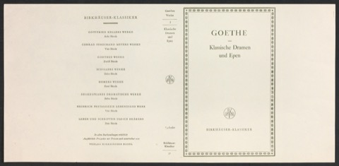 Probedruck für den Schutzumschlag von Goethes Werke, Band 5
