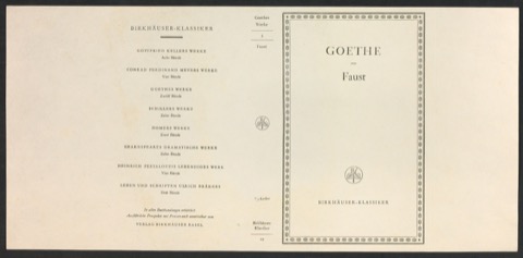 Probedruck für den Schutzumschlag von Goethes Werke, Band 3