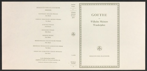 Probedruck für den Schutzumschlag von Goethes Werke, Band 9